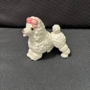 $5 Clearance!!!!   Vintage White and Pink Ceramic Poodle Figurine